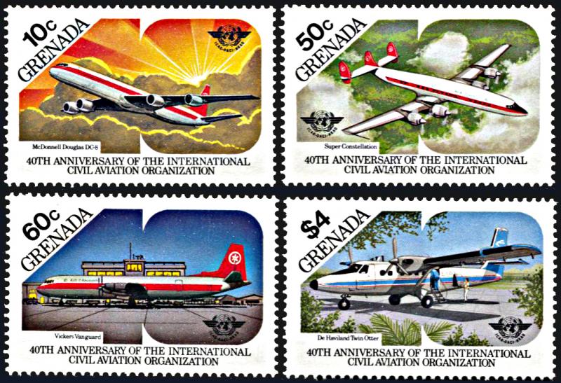 Grenada 1270-1273, MNH, 40th Anniversary Civil Aviation Organization