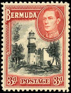 BERMUDA Sc 121 VF/MNH- 1938 3p St.David's Lighthouse & KGVI