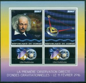 CONGO - 2016 - Space, Einstein - Perf 2v Sheet  - MNH 