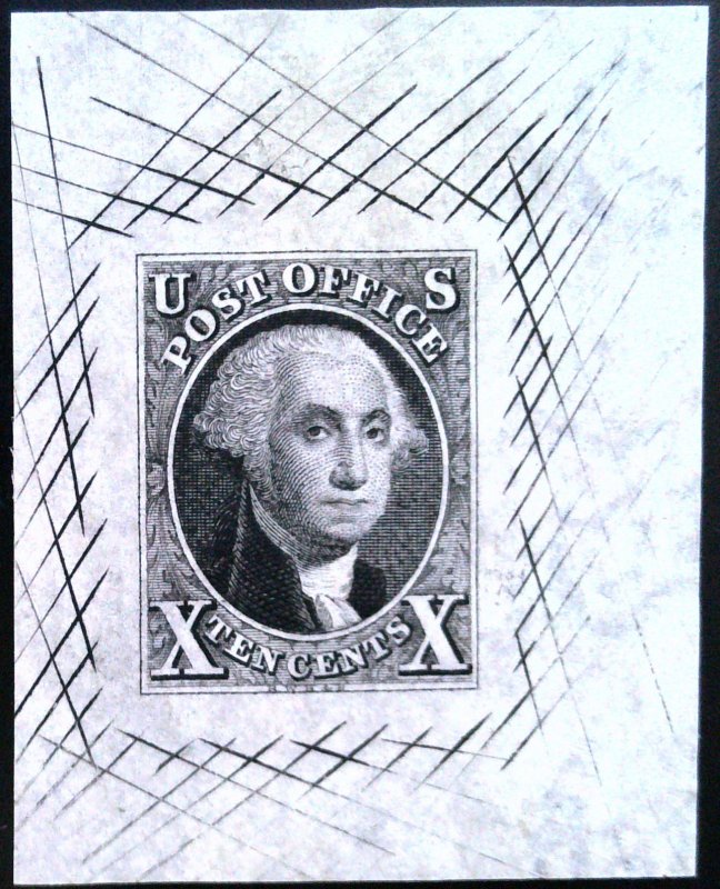 US Scott #2P1a - Black - Large Plate Proof - With Hash Marks - 1847