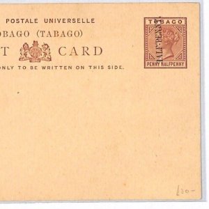 TOBAGO QV Postal Stationery Card *HALF-PENNY* Surcharge Unused{samwells}PJ116