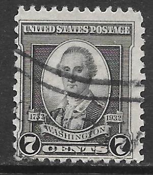 USA 712: 7c Washington (1780), portrait by John Trumbull, used, F-VF