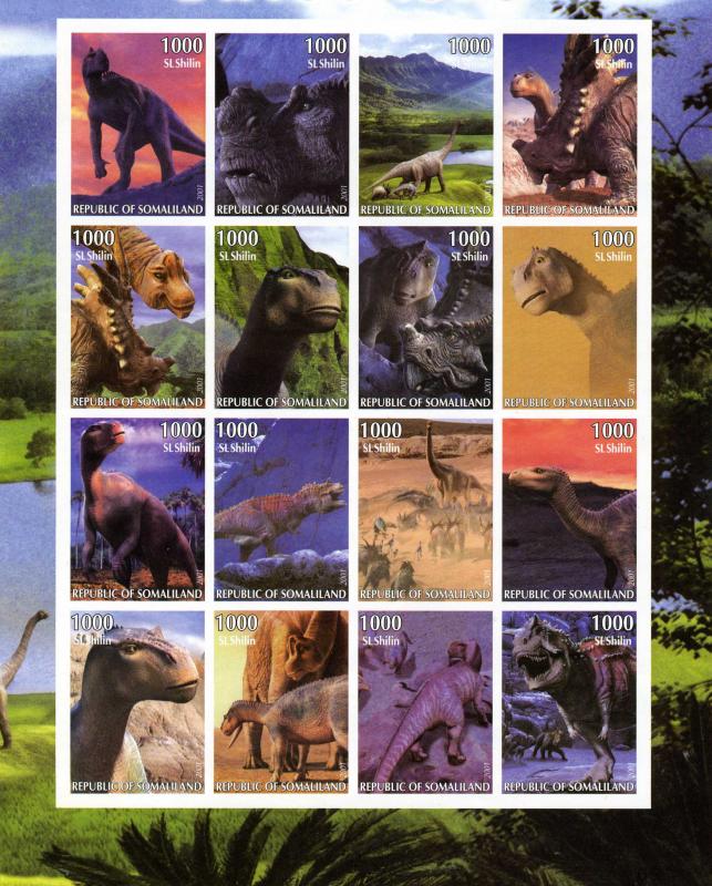 Somaliland 2001 Dinosaurs Sheet Imperforated mnh.vf