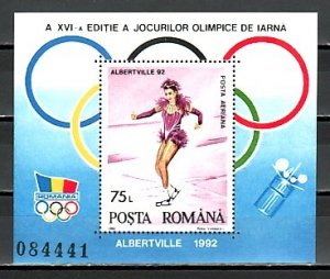 Romania, Scott cat. 3721. Albertville Winter Olympics, Ice Skater s/sheet.