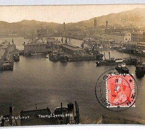 NEW ZEALAND Postcard *Wellington Harbour* Real Photo View-Side 1928 SHIPS PJ69