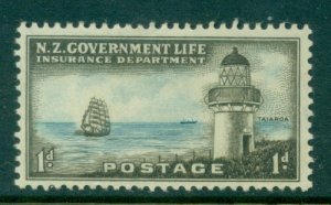 New Zealand 1947-64 Insurance, Lighthouse 1d MLH