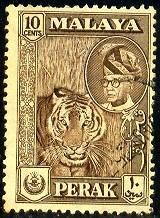 Tiger, Sultan Yussuf Izuddin Shah, Malaya Perak SC#132 used