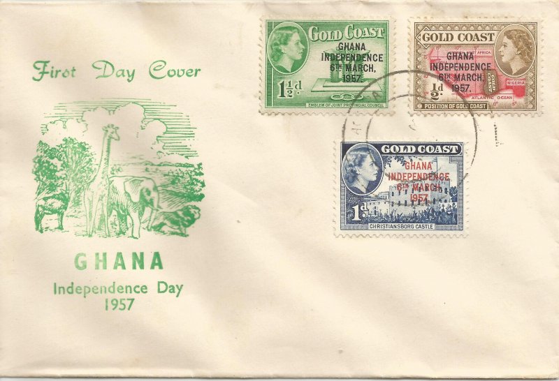 Gold Coast Ghana Independence overprint FDC #!