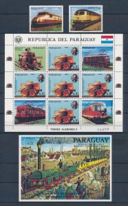 [113666] Paraguay 1986 Railway trains Eisenbahn w/ Sheet MNH