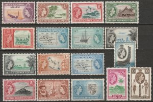 Solomon Islands 1956 Sc 89-105 set MLH*/MNH**