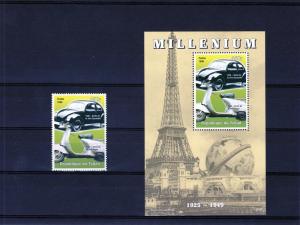 Chad 1999 1st.Volkswagen Beetle 1936 Set+SS MNH Sc# 808f