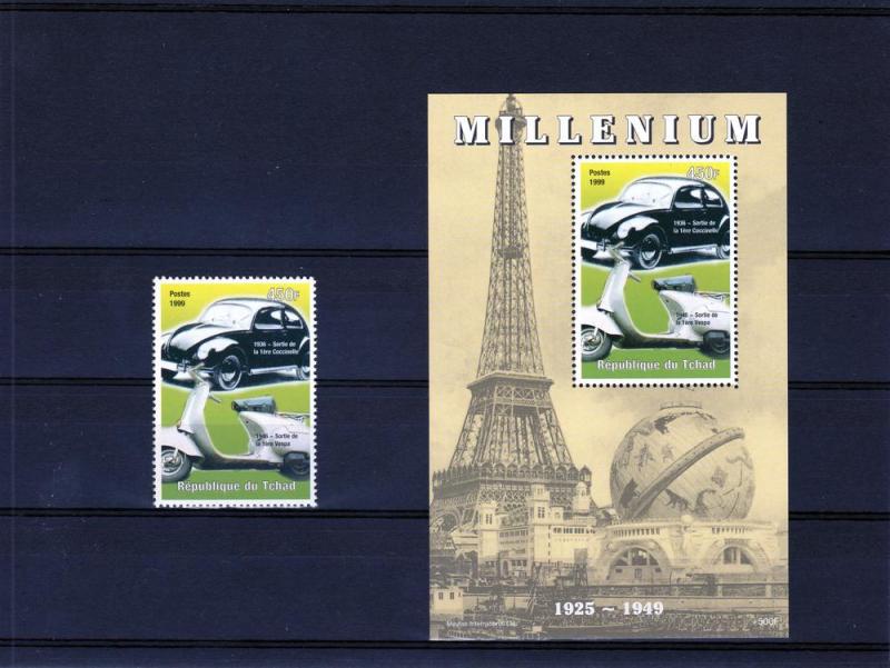 Chad 1999 1st.Volkswagen Beetle 1936 Set+SS MNH Sc# 808f