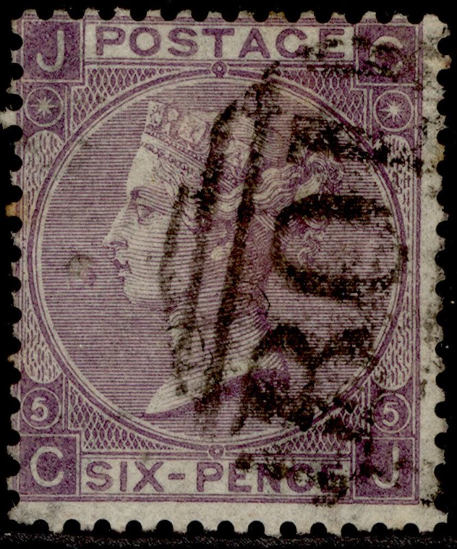 GB QV SG97, 6d lilac plate 5, FINE USED. Cat £32. B01 ALEXANDRIA CJ