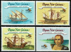 Papua New Guinea 782-785 MNH - Columbus - Sailing Ships (1992)