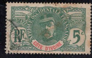 Ivory Coast Scott 24 Used stamp, perf tip thin, stain on front