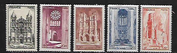 FRANCE, B185-B189, MINT HINGED,  CATHEDRALS