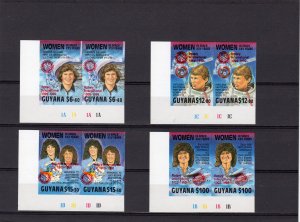 GUYANA 1990 WOMEN IN SPACE OVPT.RED ROTARY Pair Imperforated MNH VF