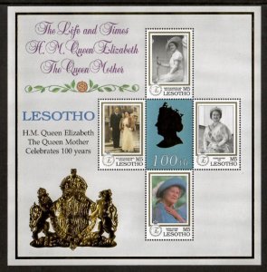 Lesotho 1999 - Queens Mother - Sheet of 4 Stamps - Scott #1207 - MNH