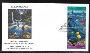 United Nations NY 604a Clean Oceans WFUNA Cachet FDC First Day Cover