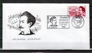 Romania, 1988 issue. 01-10/OCT/89. Composer Strauss Cancel on Cachet Cover. ^