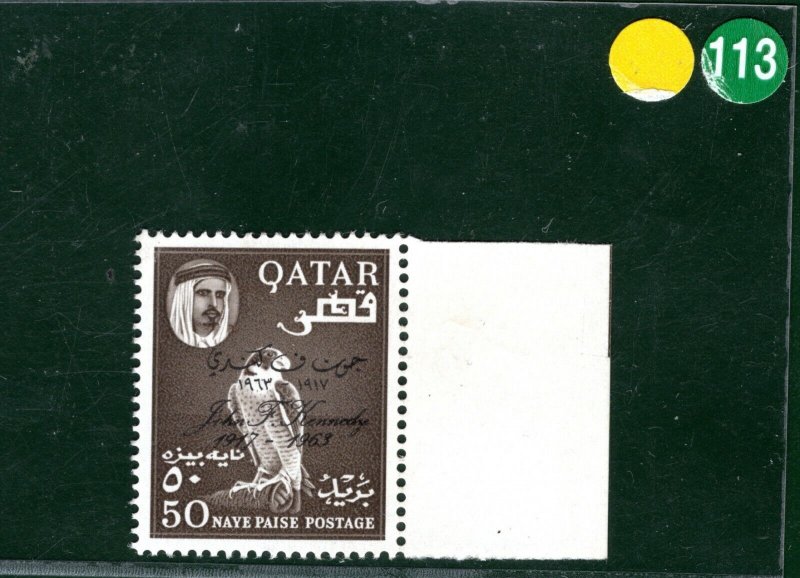 Gulf States QATAR Stamp 50NP FALCON BIRD *KENNEDY 1963* Mint UMM MNH YGREEN113 