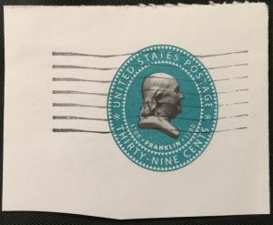 US Used #U659 Full Corner Cut Square Benjamin Franklin SCV $.40 L3
