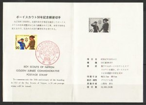 Japan, Scott cat. 1130. Boy Scouts issue on a Postal Bulletin, First day. ^