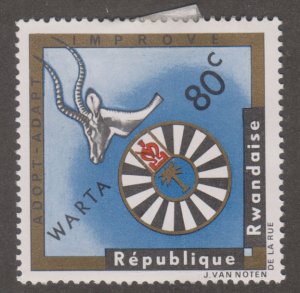 Rwanda 222 Round Table Emblem and Antelope 1967