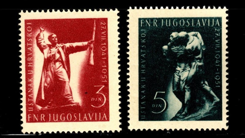 Yugoslavia Scott 331-332 MH*  1951 Croatian insurrection stamp set