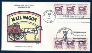 UNITED STATES FDC 9.3¢ Mail Wagon DUAL 1981 Collins H-P