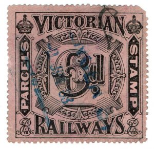 (I.B) Australia - Victoria Railways : Parcels Stamp 6d (inverted watermark)