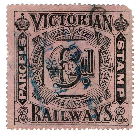 (I.B) Australia - Victoria Railways : Parcels Stamp 6d (inverted watermark)