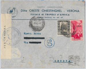 53686 - ITALY COLONIES: LIBIA - ENVELOPE from TRIPOLI to GENOA - CENSORED 1941-