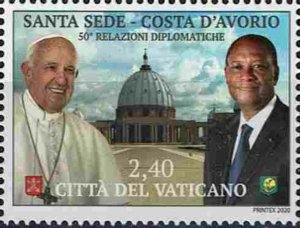 Vatican 2020 MNH Stamp Diplomatic Relations Ivory Coast Joint Issue Pope Francis