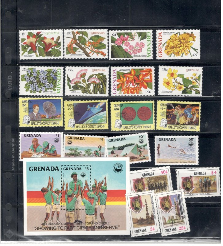 GRENADA COLLECTION ON STOCK SHEET, MINT/USED