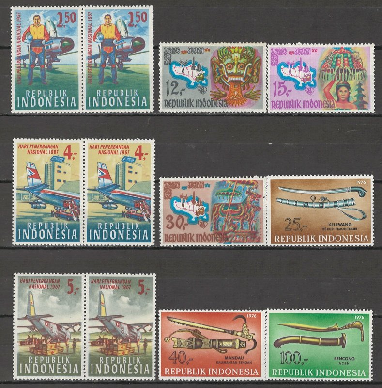 COLLECTION LOT # 4331 INDONESIA 12 MNH STAMPS 1967+ CV+$12.50