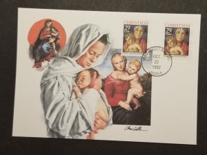 1992  Christmas Stamp Scott 2710 2710A  FDC First Day Maxi Card Maximum M164