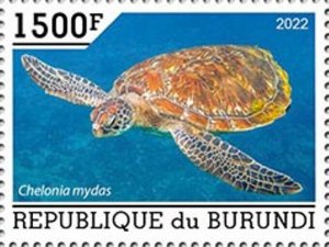 Burundi - 2022 Green Sea Turtle - Stamp - BUR2201053a