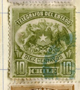 CHILE; 1890s early classic TELEGRAFOS issue used 10c. value