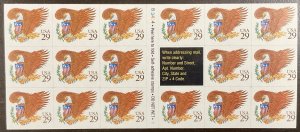 2595a  Eagle & Shield Brown  Pane of 17 MNH  29 c  FV $4.93  1992