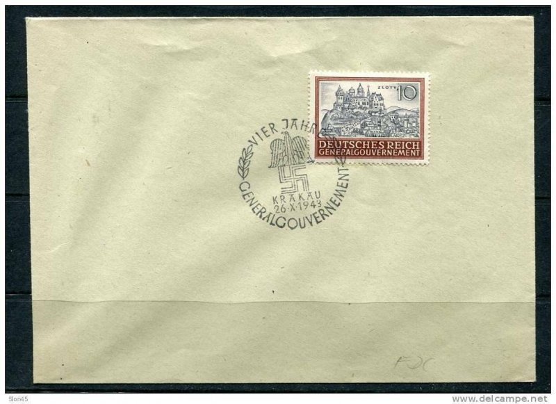 Poland Occ. GG/Germany 1943 Cover  Mi 116 First Day Special cancel Cracow Castle