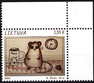 LITHUANIA 2024-05 ART Child's Drawing: Pet Mouse. CORNER, MNH