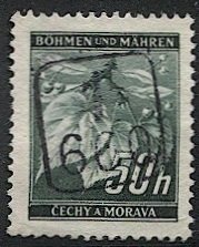 CZECHOSLOVAKIA Bohemia & Moravia 1940 Sc 36 50h VF Used, 1/660 cancel