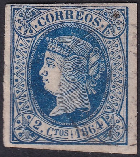 Spain 1864 Sc 61 used light date (fechador) cancel