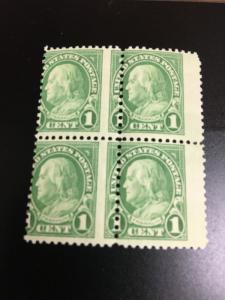 632 .01 Franklin Block Of 4 Misperf. MNH