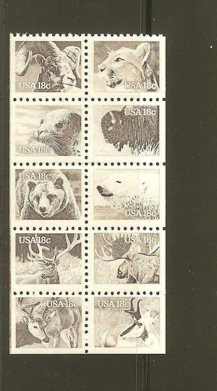 US Scott # 1880 thru 1889 / 1981 Booklet American Wildlife Pane