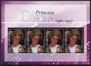 Nevis Royalty Stamps 2010 MNH Princess Diana 1961-1997 Famous People 4v M/S 