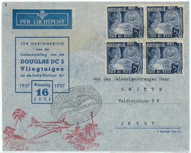 93727 - DUTCH INDIES - POSTAL HISTORY - FIRST Flight COVER  Mu # 98 Douglas DC 3