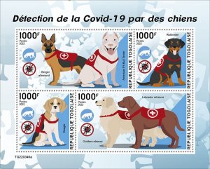 TOGO - 2022 - Detection of COVID 19 by Dogs - Perf 4v Sheet - Mint Never Hinged