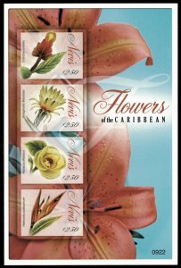 Nevis 2009 - Flores - Folha de 4 Selos IMPERF - Scott #1581 - MNH-